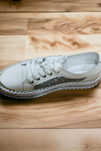 White Diamanté Sneakers