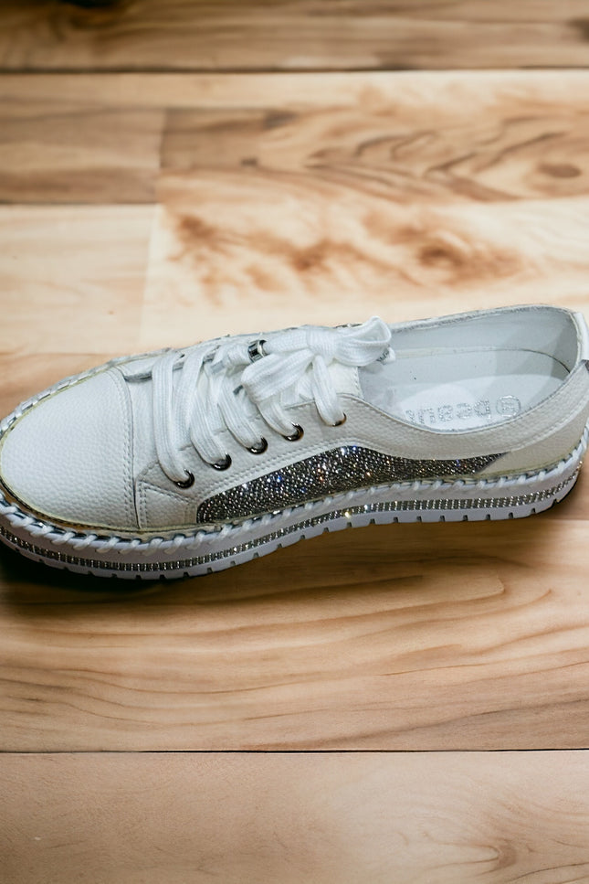 White Diamanté Sneakers