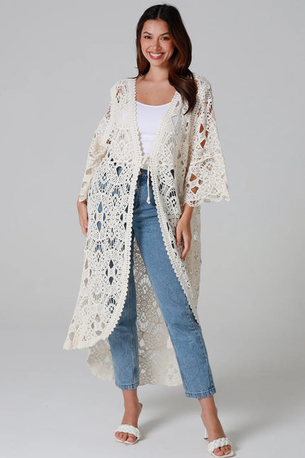 Cream Cotton Crochet Jacket