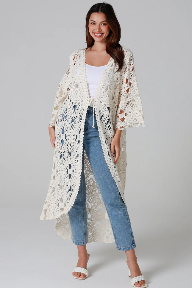 Cream Cotton Crochet Jacket