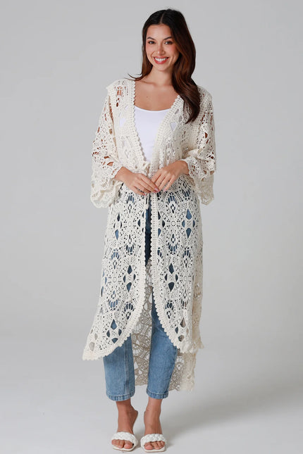 Cream Cotton Crochet Jacket