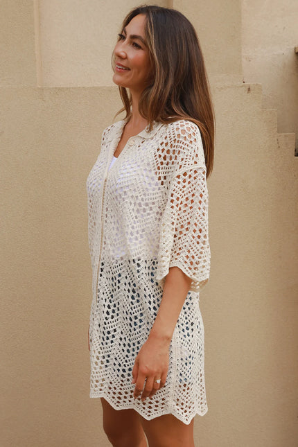 Cream Cotton Crochet Tunic