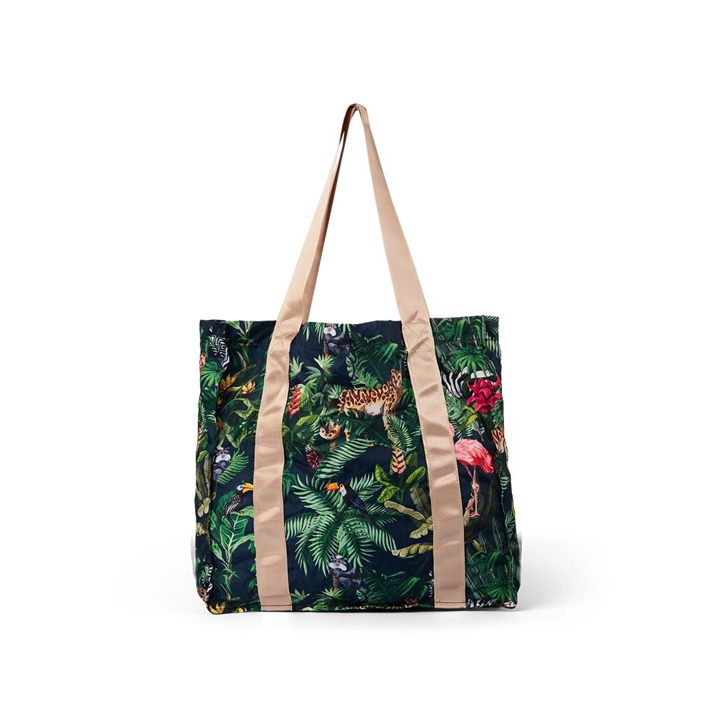Pink Flamingo Book Tote & Matching Foldup Shopper Set