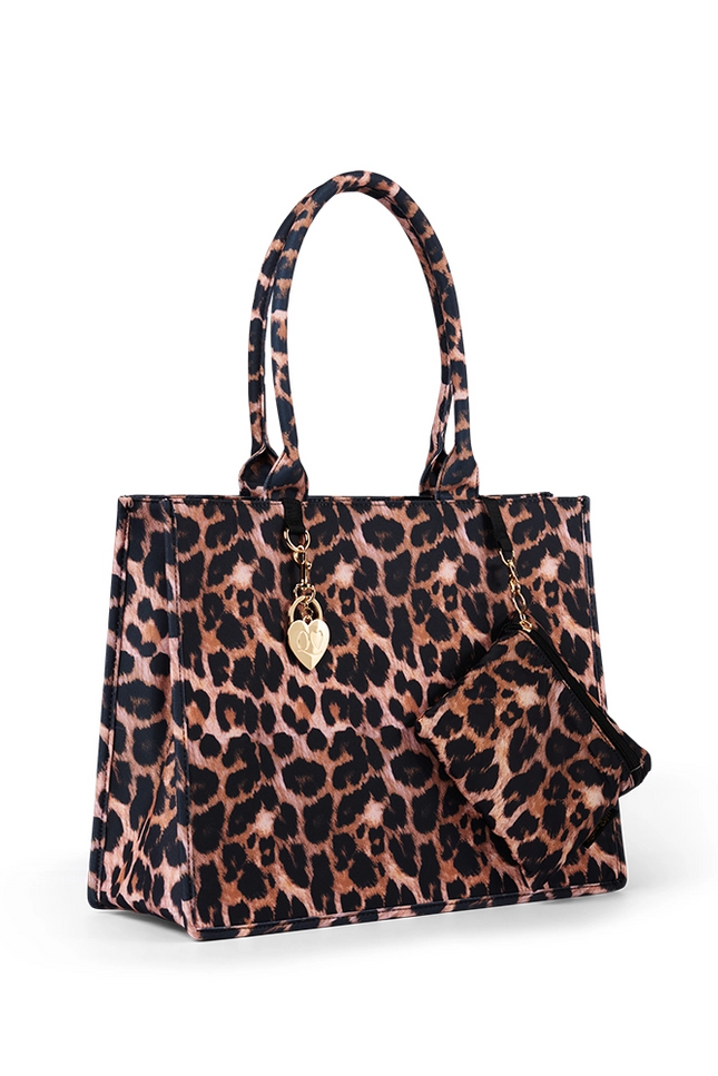 Leopard Book Tote & Matching Foldup Shopper Set