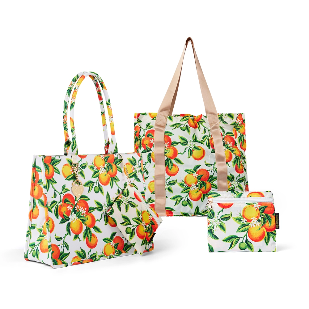 Oranges Book Tote & Matching Foldup Shopper Set