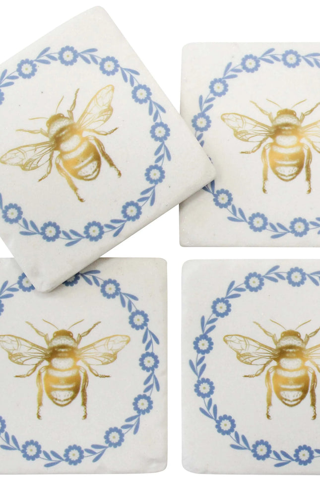 Bee Blue Wreath Coasters