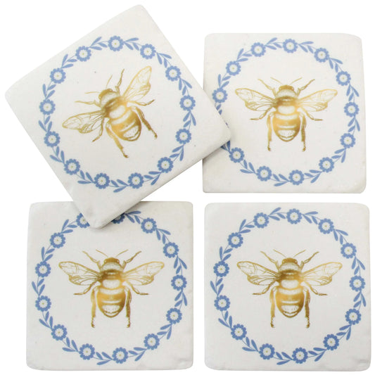 Bee Blue Wreath Coasters