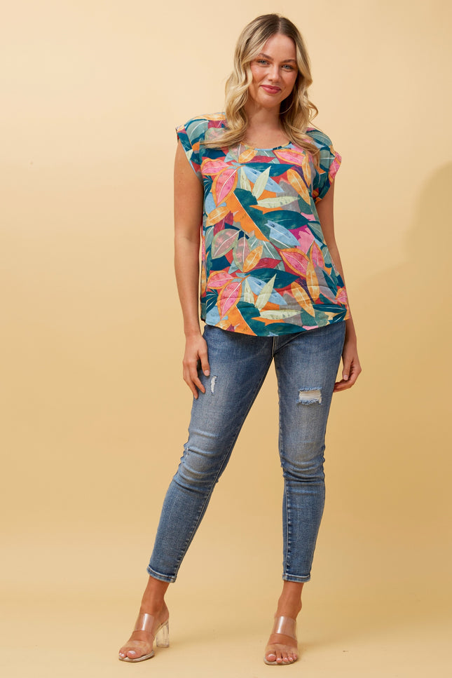 Kerry Leaf Print Top