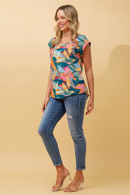 Kerry Leaf Print Top