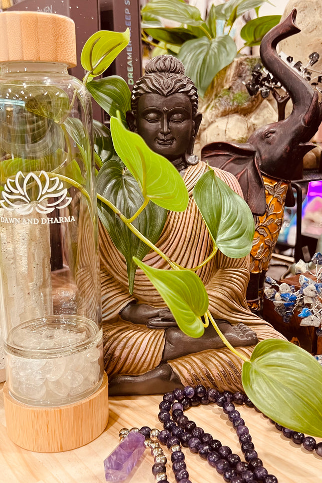 Crystal Chip Water Bottle- Clear Quartz