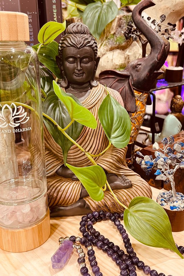 Crystal Chip Water Bottle- Rose Quartz