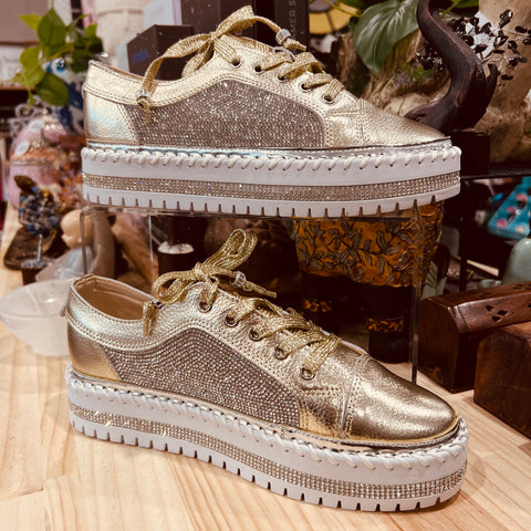 Gold Diamanté Sneakers