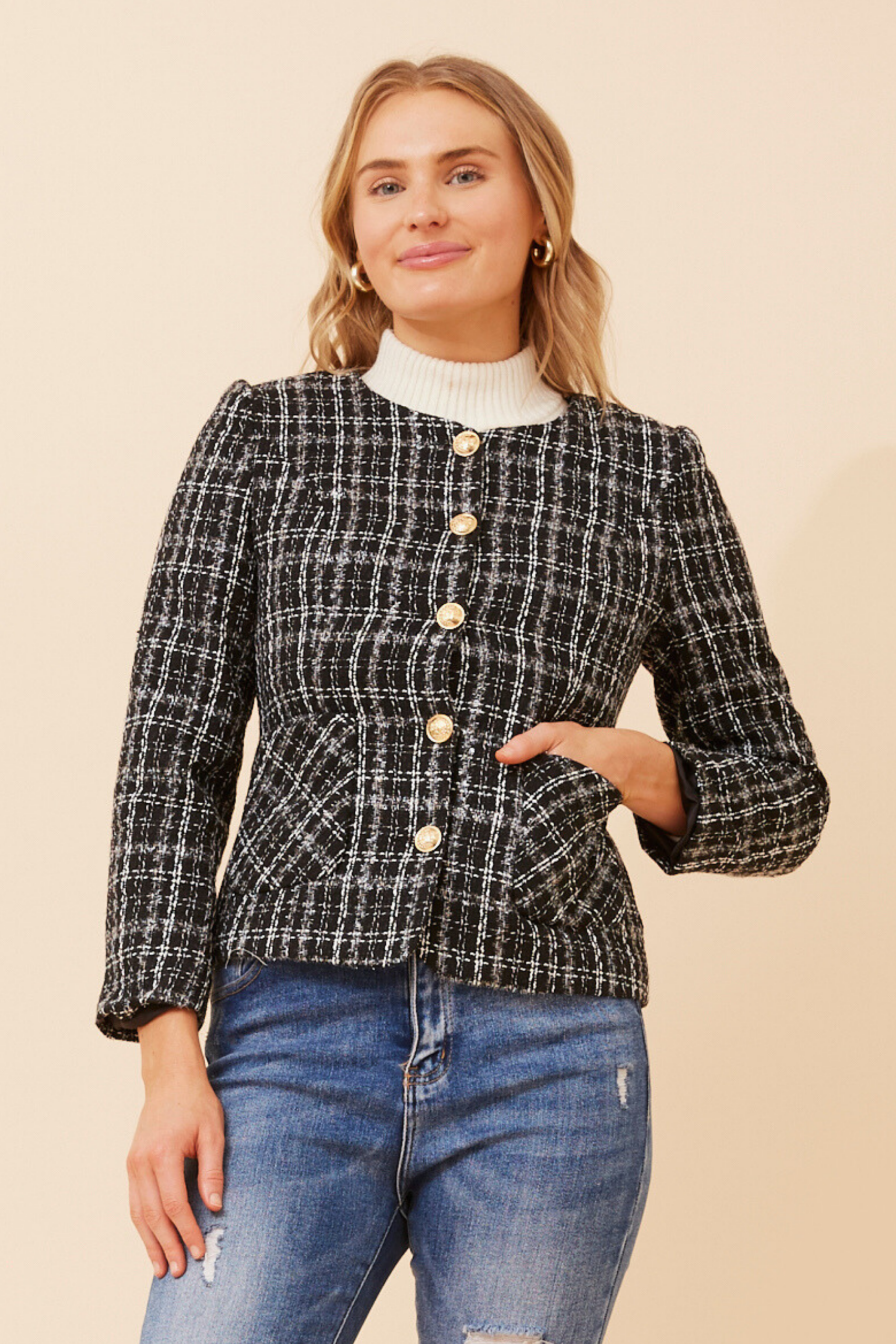 Check Print Jacket – J734323