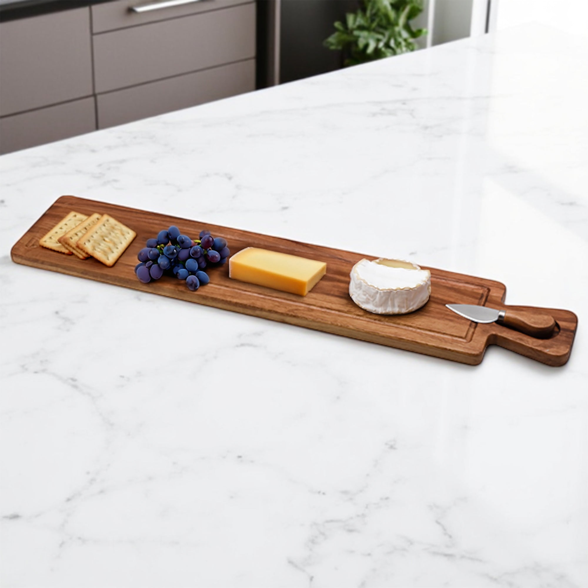 Acacia Serving Board & Knife (65x12x2cm)