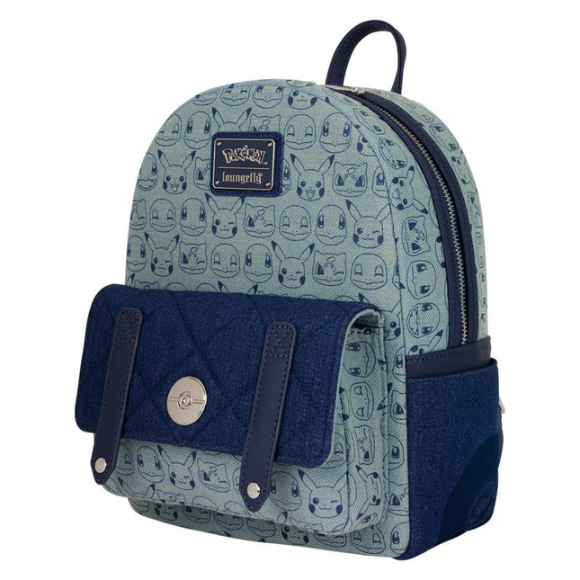 Pokemon - Faux Denim All-Over Print Mini Backpack