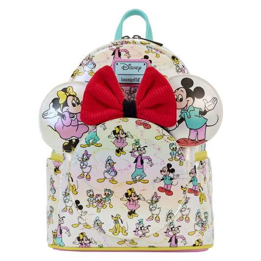 Loungefly- Disney: D100 - All-Over-Print Iridescent Mini Backpack with Ear Headband