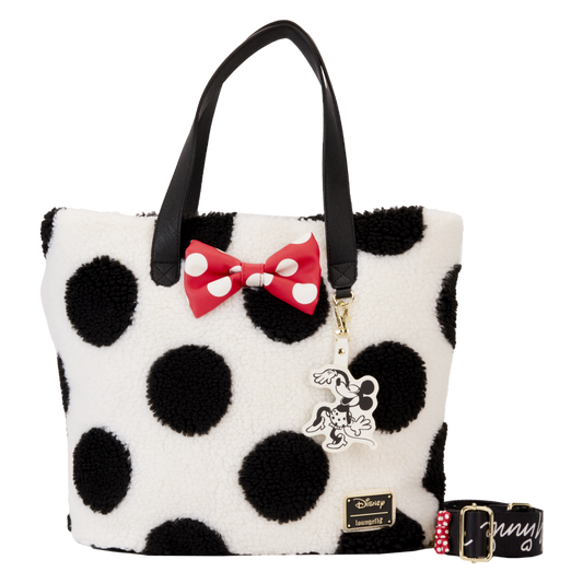 Loungefly- Disney - Minnie Rocks The Dots Sherpa Tote Bag