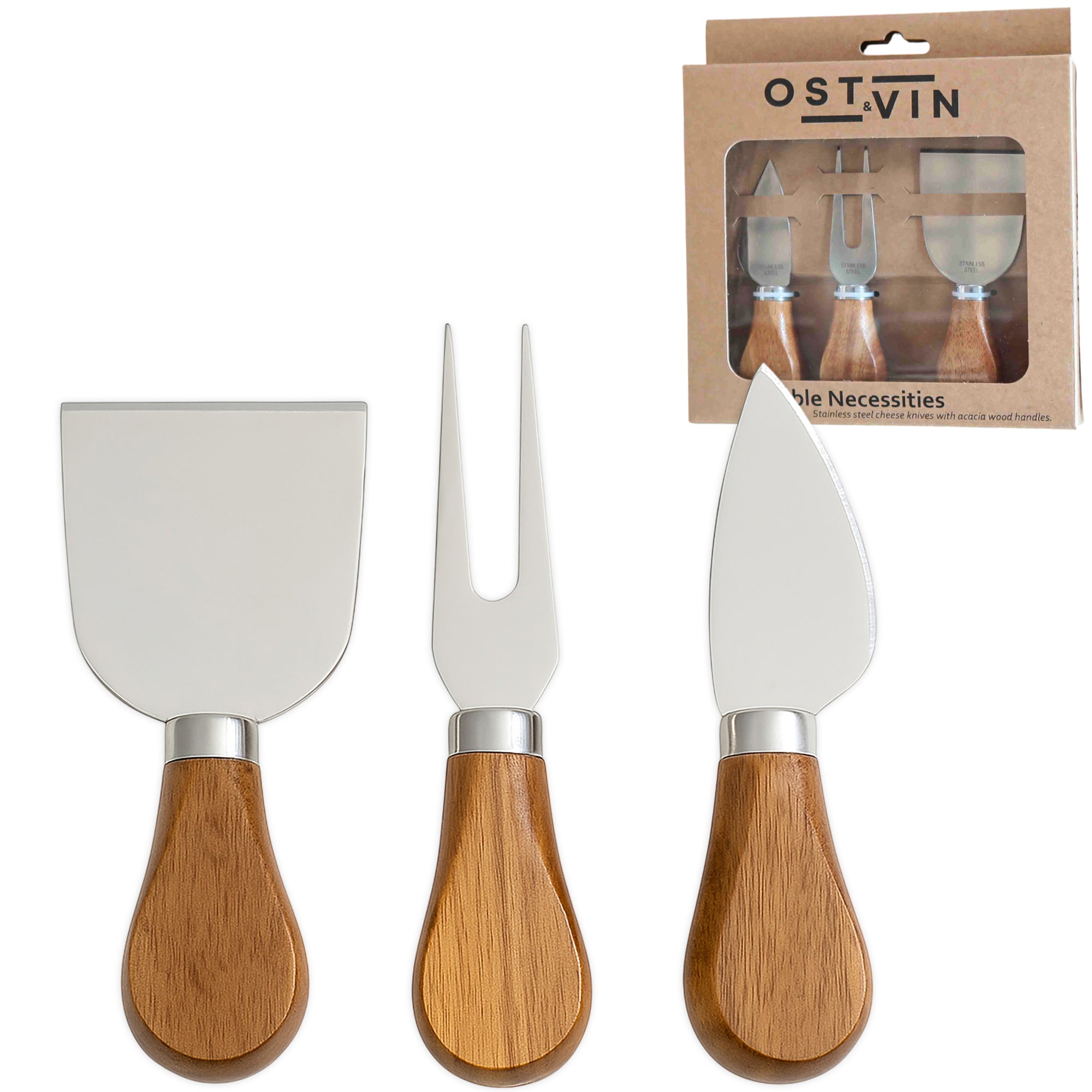 Ost & Vin Acacia 3 Piece Cheese Knife Set (21x17cm)