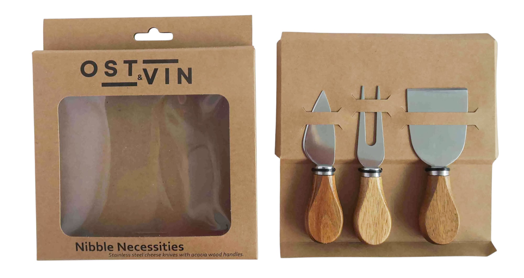 Ost & Vin Acacia 3 Piece Cheese Knife Set (21x17cm)