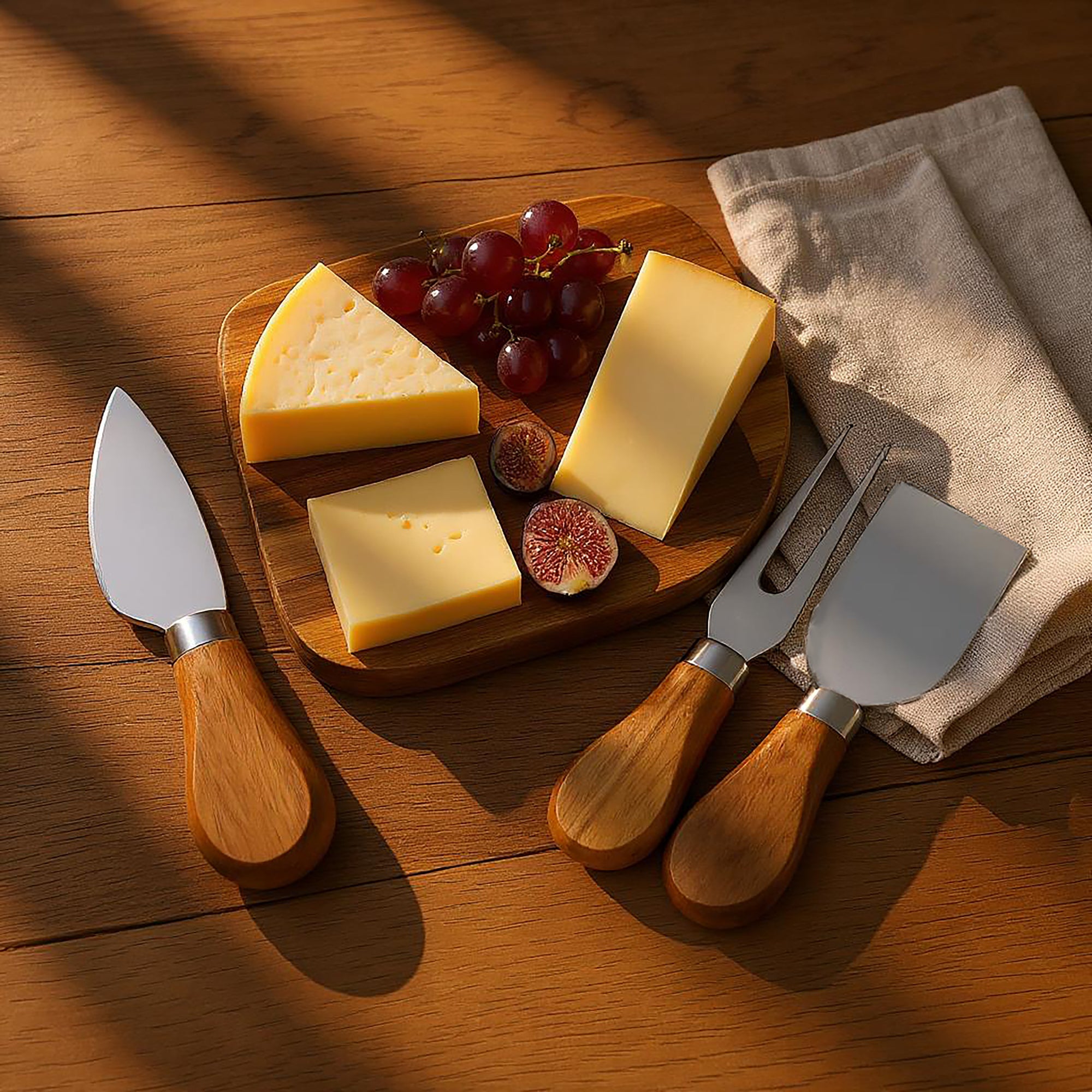 Ost & Vin Acacia 3 Piece Cheese Knife Set (21x17cm)