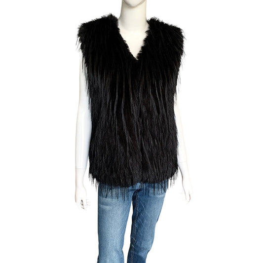 Pina Faux Fur Vest | Black