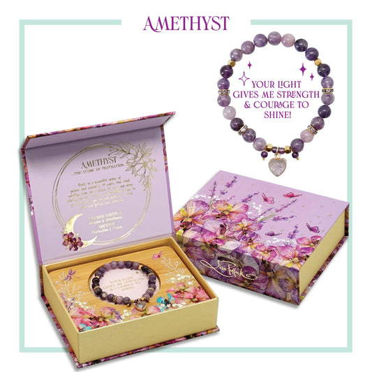 Lisa Pollock Crystal Bracelet & Tray | Amethyst heart Bracelet