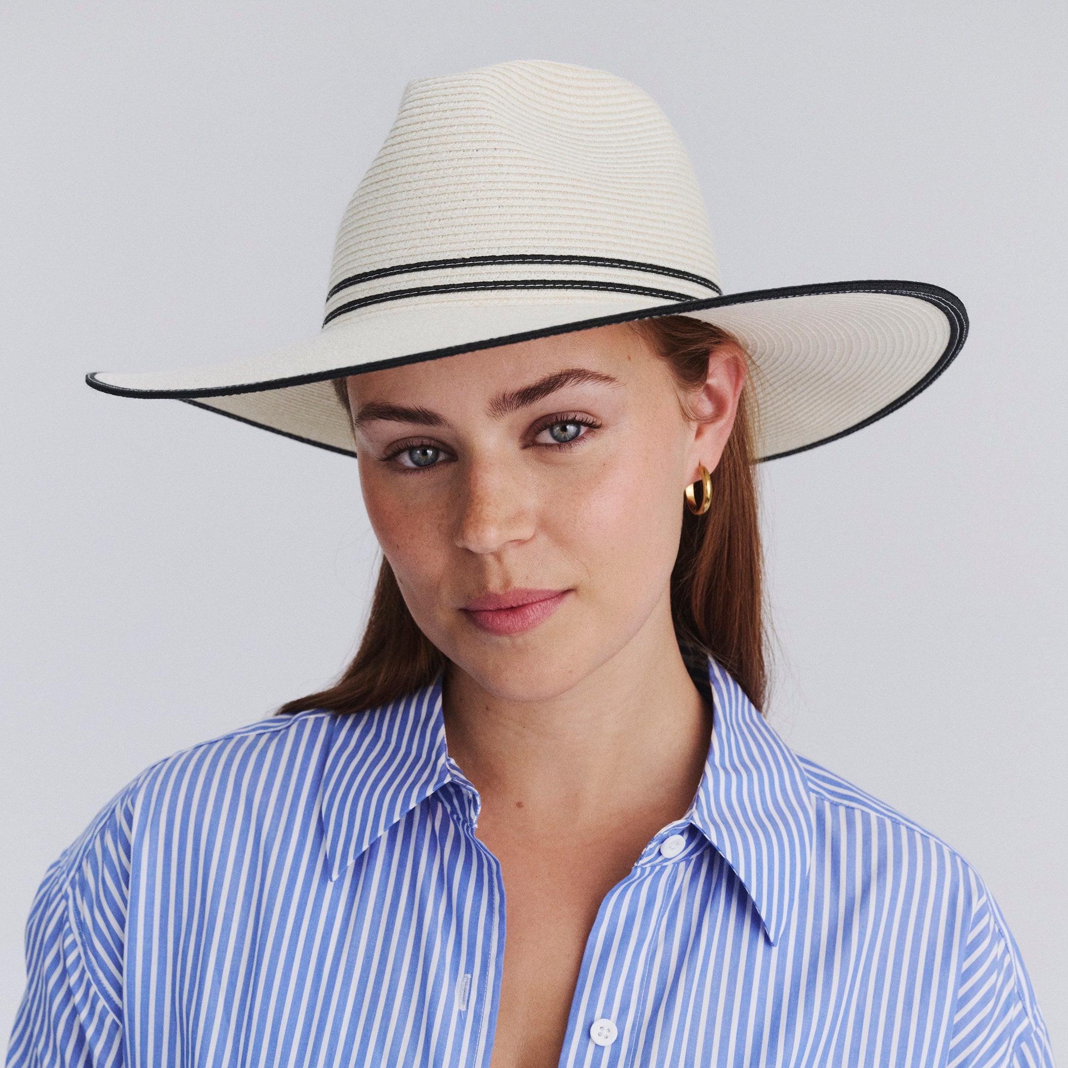 Rigon Liza Wide Brim Fedora | Ivory/Black