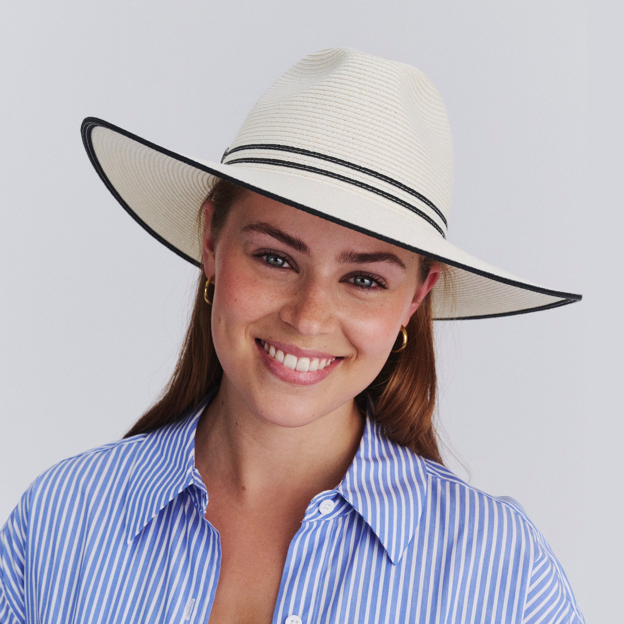 Rigon Liza Wide Brim Fedora | Ivory/Black