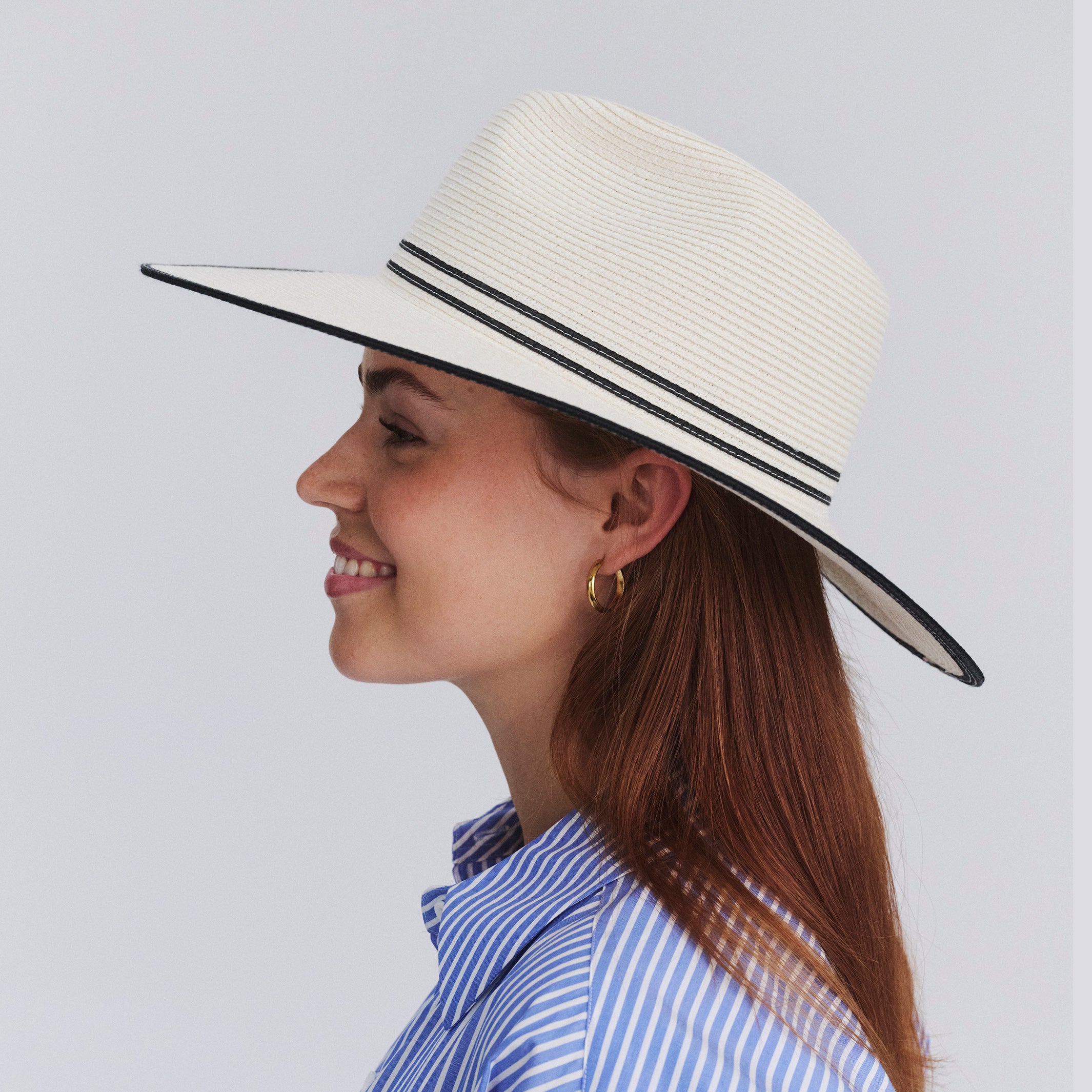 Rigon Liza Wide Brim Fedora | Ivory/Black