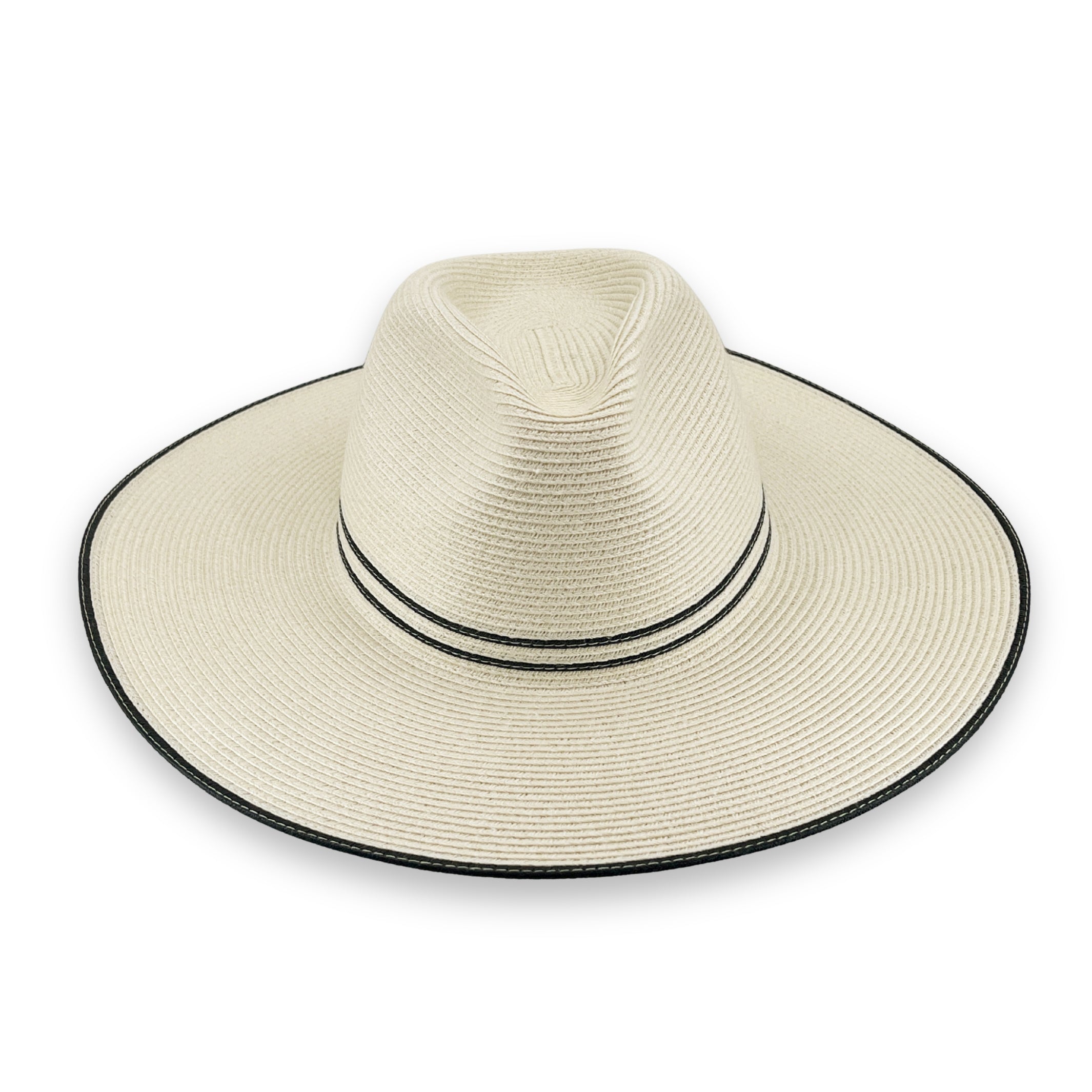 Rigon Liza Wide Brim Fedora | Ivory/Black