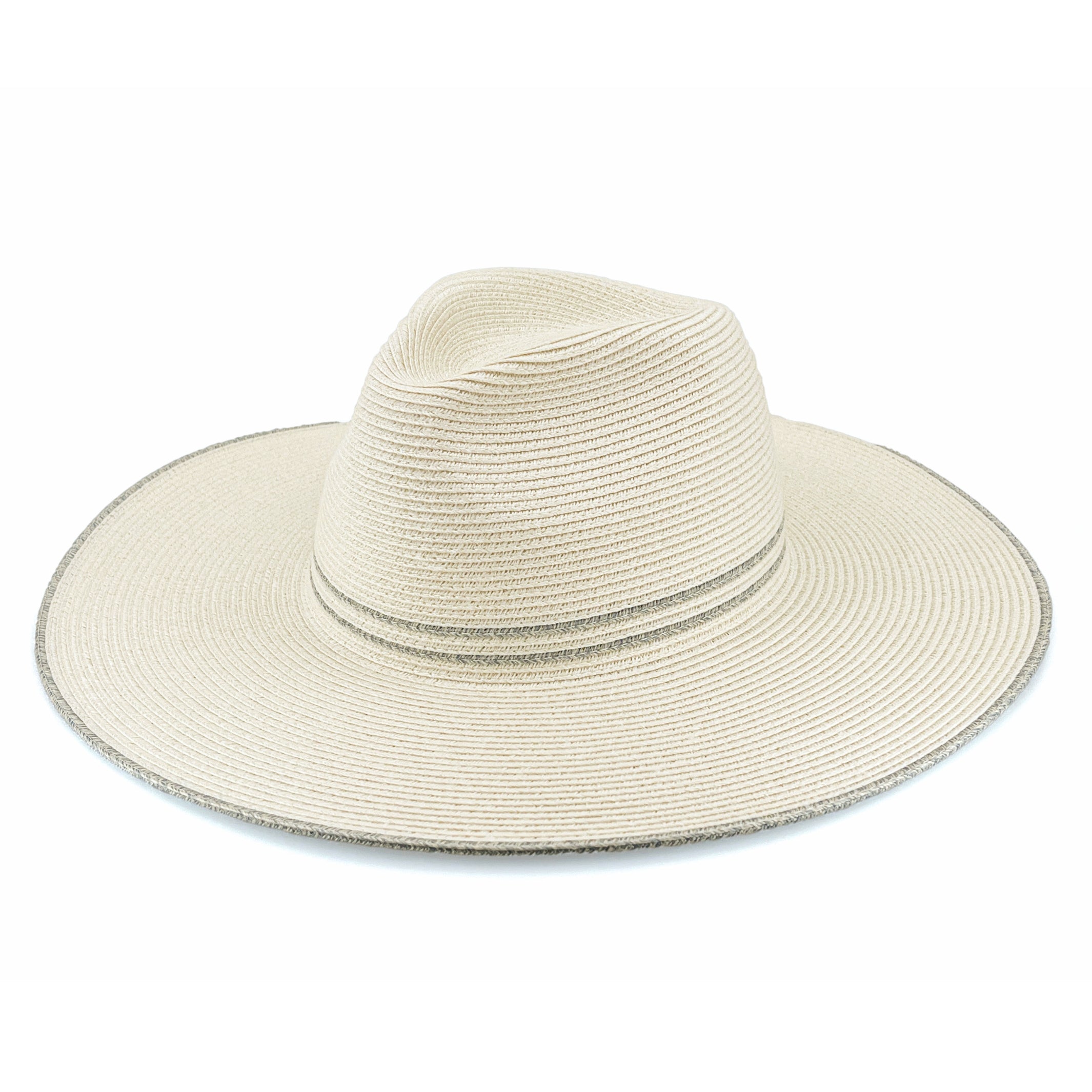 Rigon Liza Wide Brim Fedora | Ivory/Light Blue