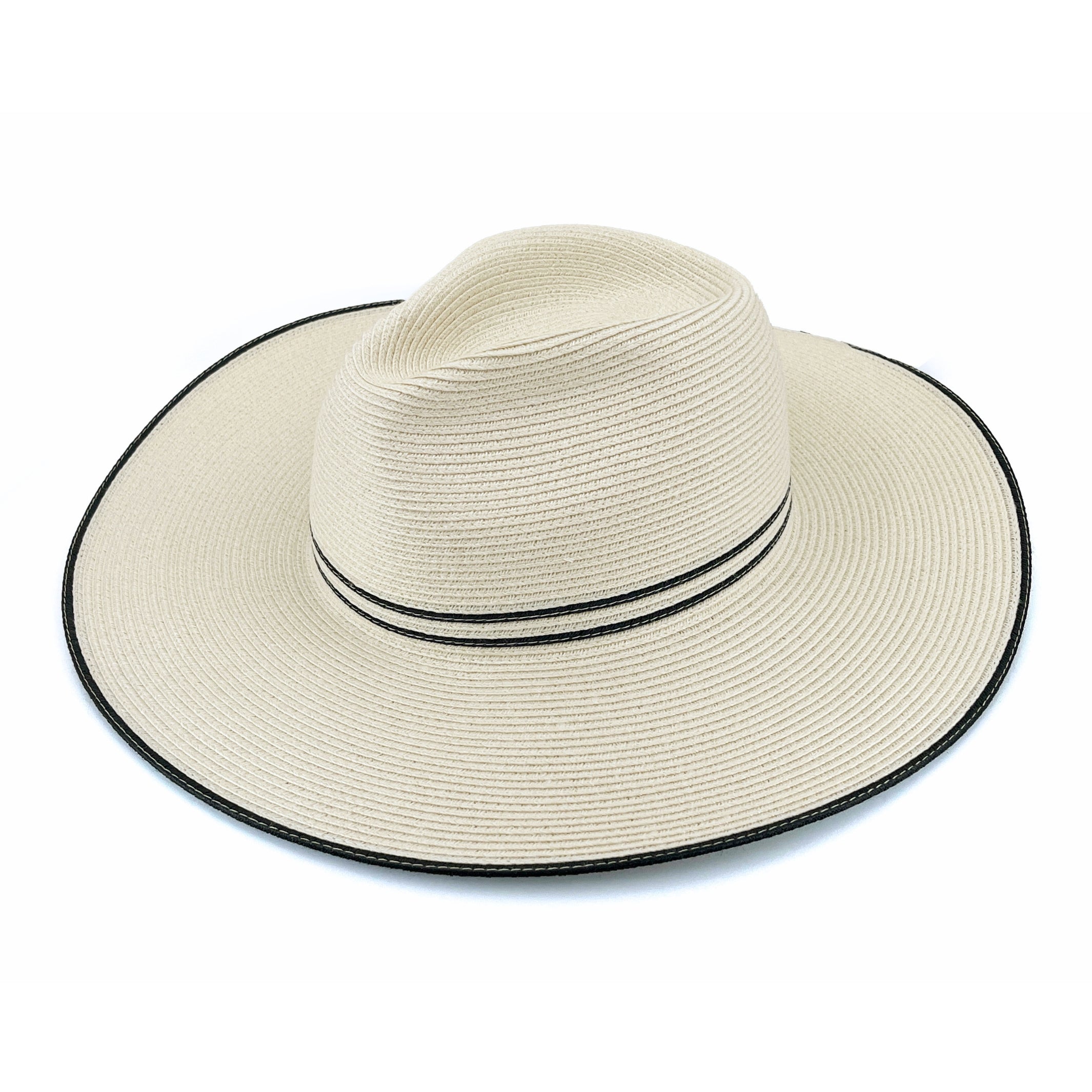 Rigon Liza Wide Brim Fedora | Ivory/Black