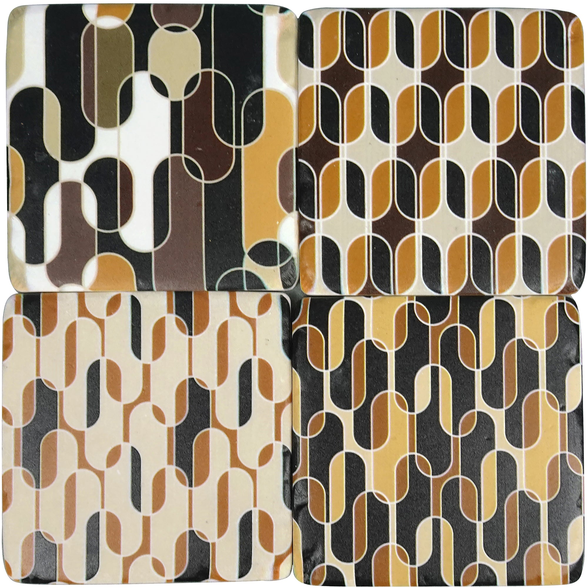 Groovy Bean Resin Coasters Set of 4 (10x10cm)