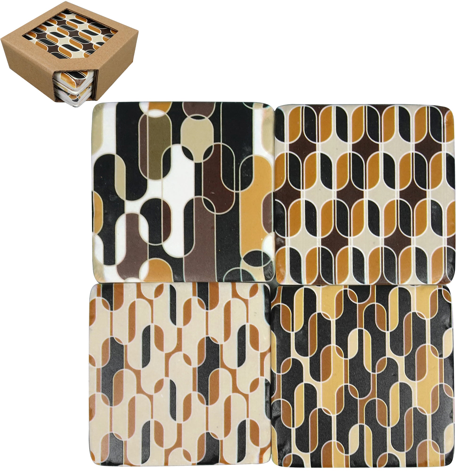 Groovy Bean Resin Coasters Set of 4 (10x10cm)