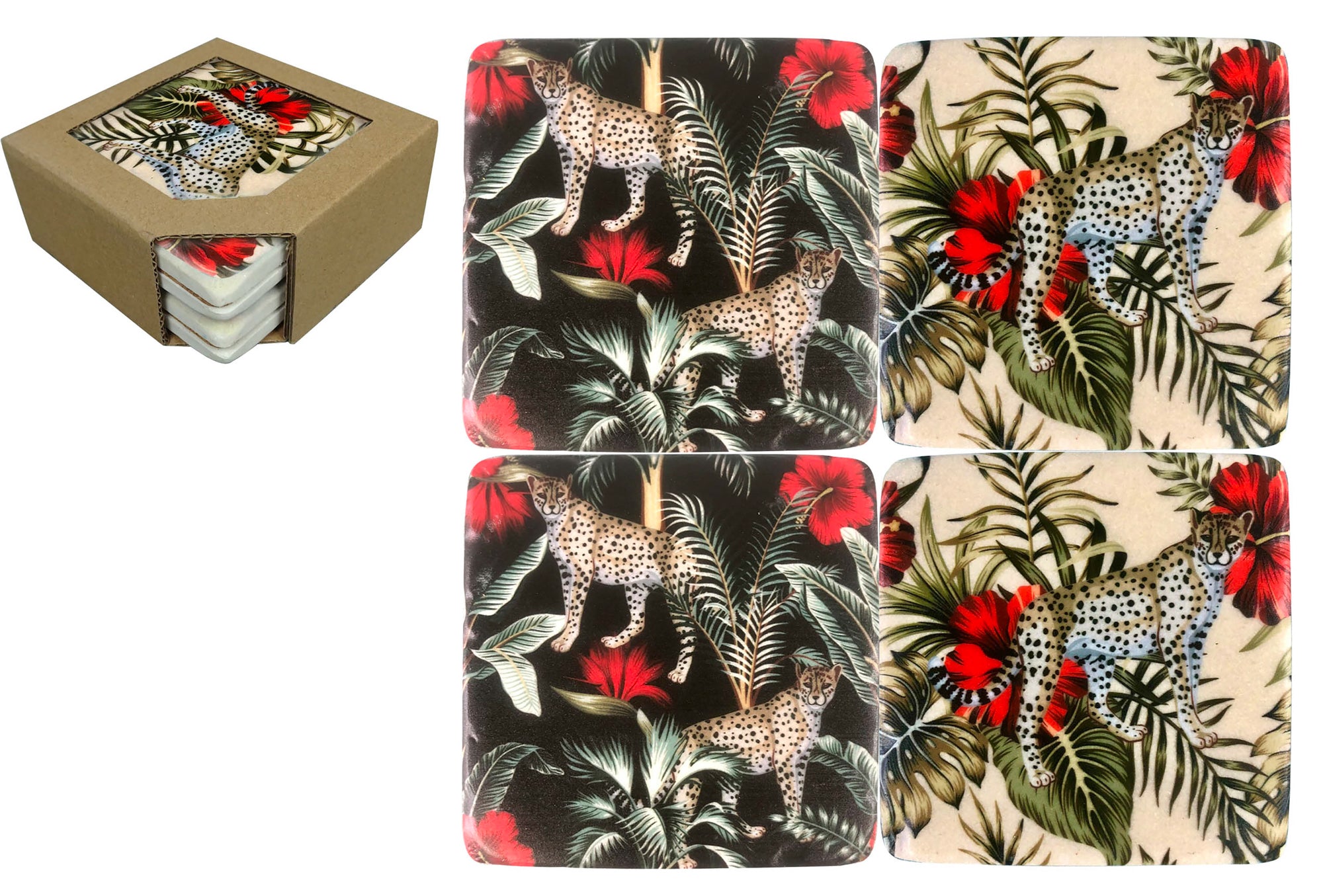 Wild Pounce Resin Coasters Set of 4 (10x10cm)
