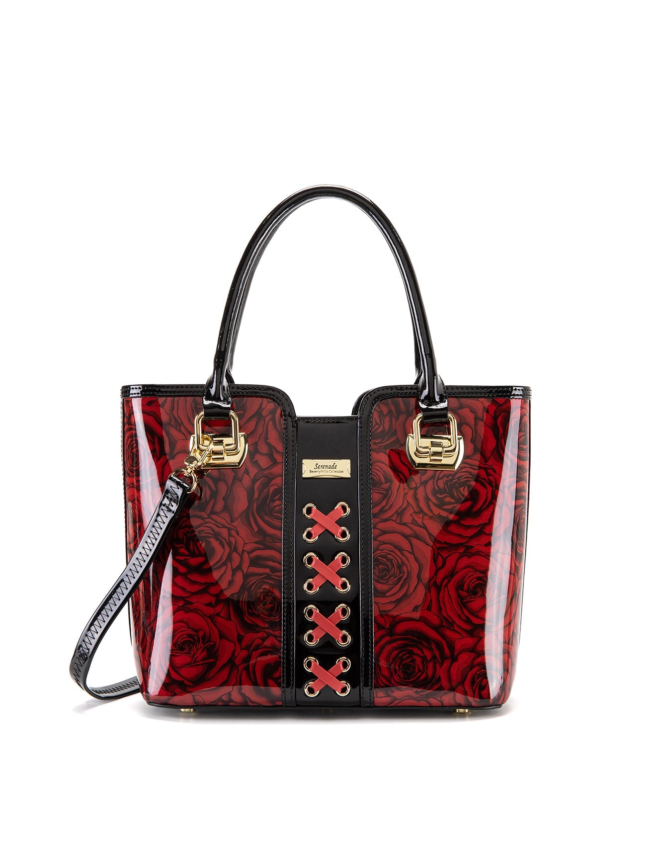 ROSE BUDS MED GRIP HANDLE LEATHER BAG-SF38-0292