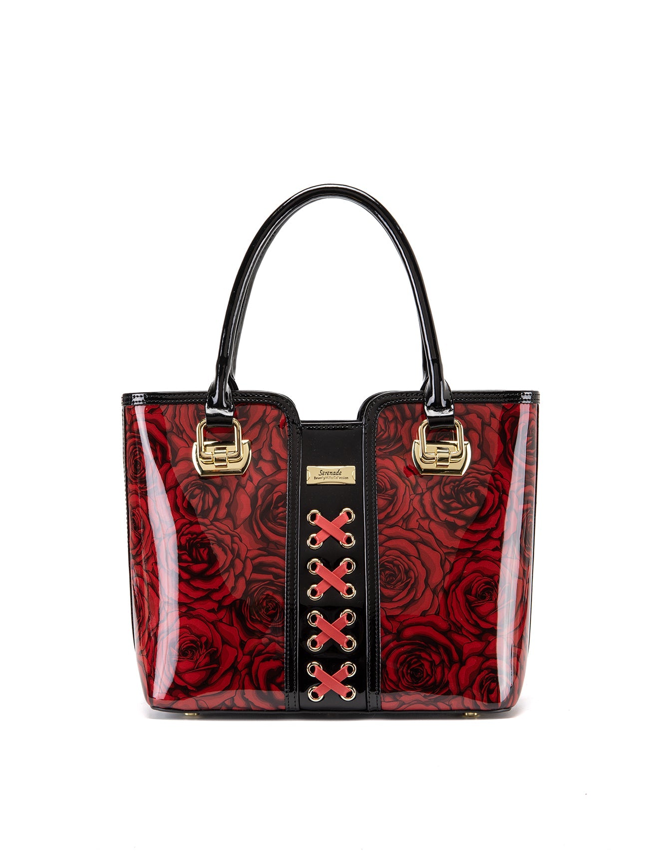 ROSE BUDS MED GRIP HANDLE LEATHER BAG-SF38-0292