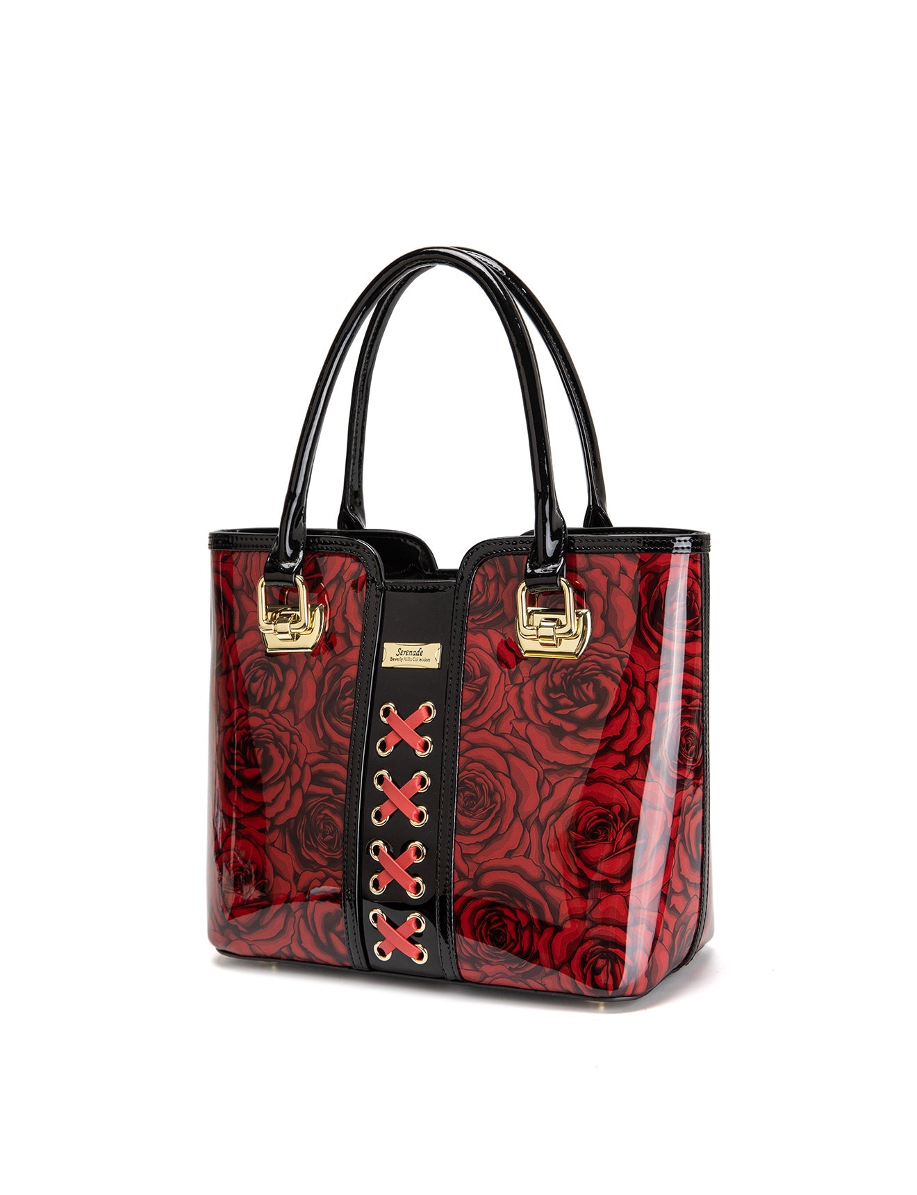 ROSE BUDS MED GRIP HANDLE LEATHER BAG-SF38-0292