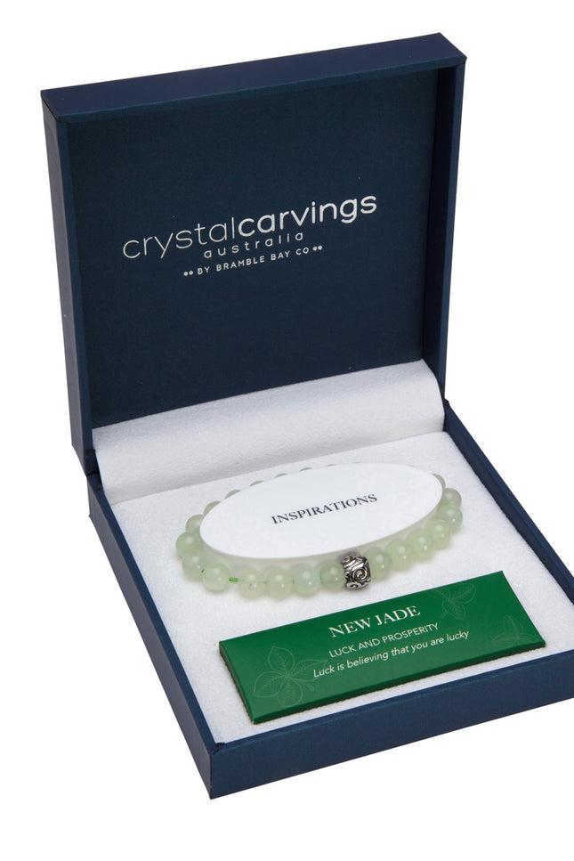 New Jade & Stainless Bead Bracelet 8mm
