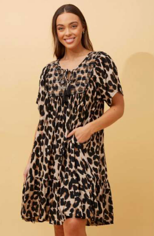 Animal Print Baby Doll Dress