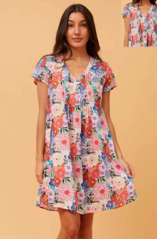 Pleat Detail Dress Floral