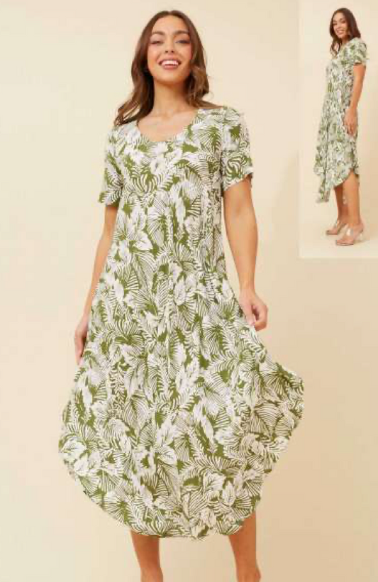 Short Sleeve Midi Dress | Green