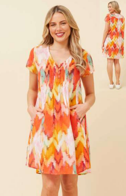 Short Sleeve Pleat Dress