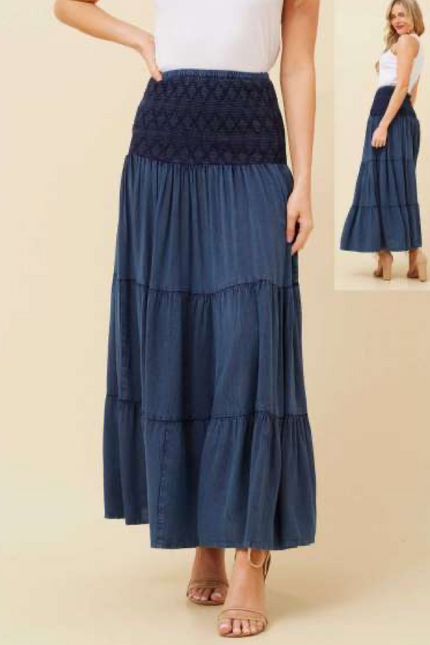 Solid Skirt With Shirring Detail