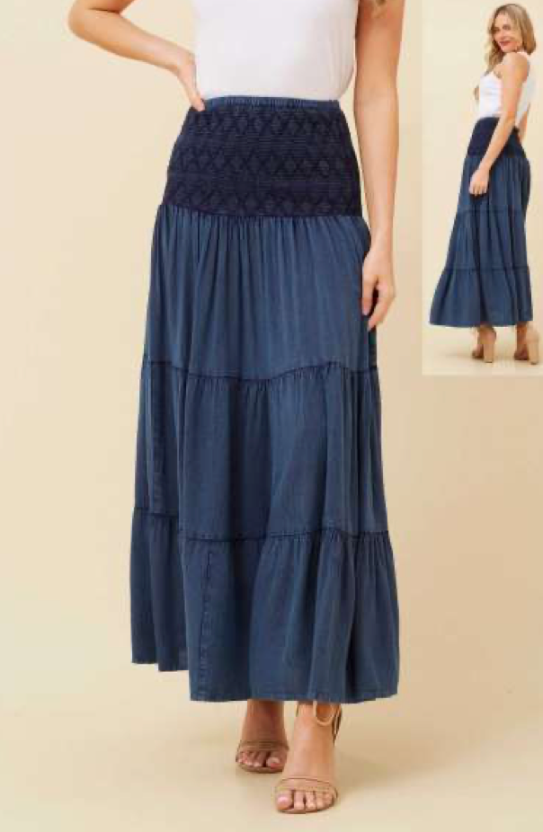 Solid Skirt With Shirring Detail