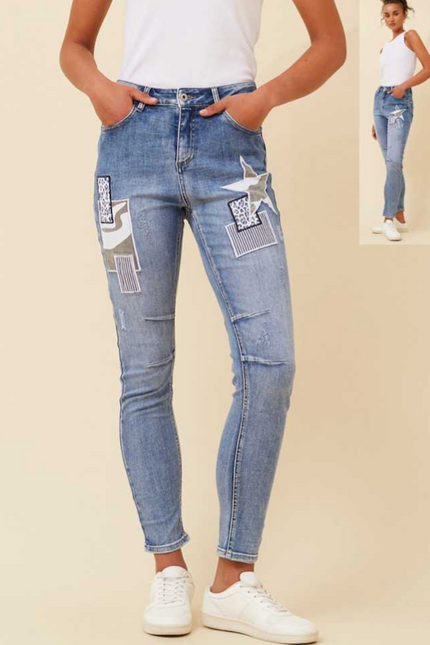 Patchwork Denim Jeans