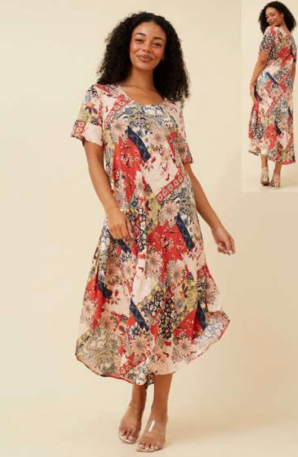 Cap sleeve Floral midi dress