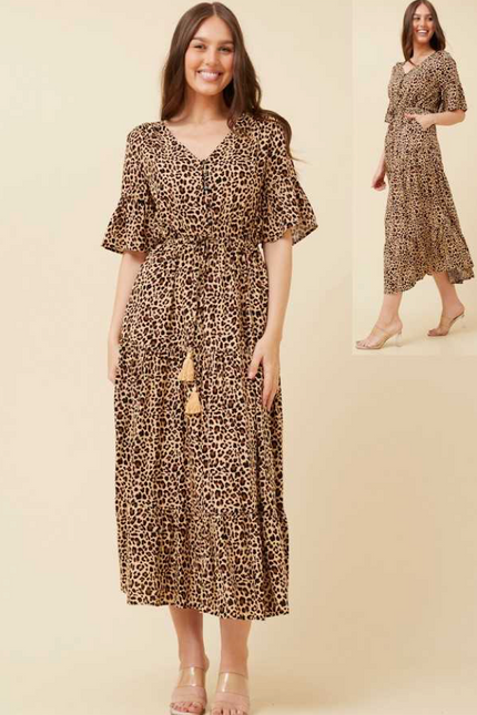 Animal Print Tiered Dress
