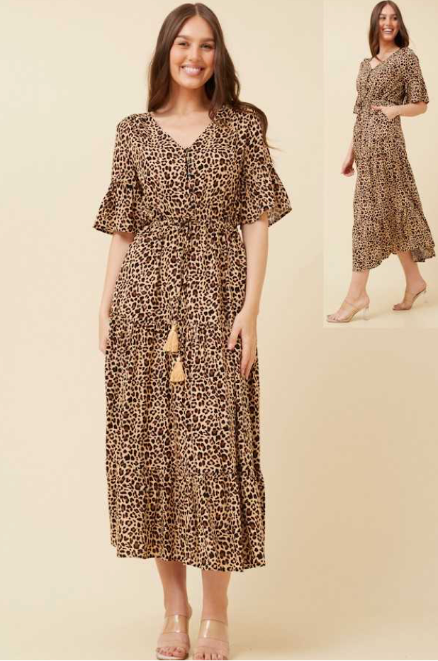 Animal Print Tiered Dress