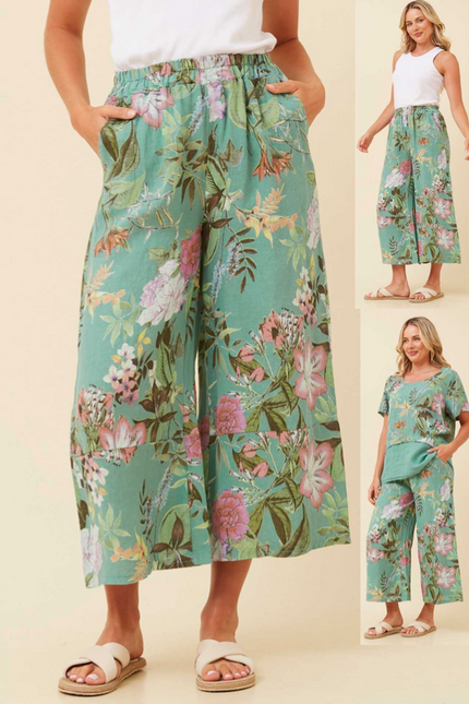 Floral Print Pants | Green